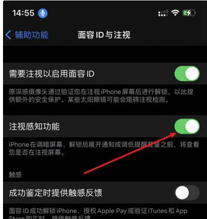 冠县苹果14维修网点分享iPhone14注视感知功能有什么用 